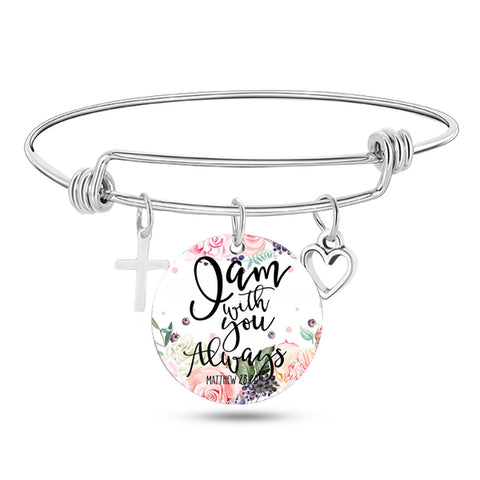 I Am With You Always Bangle Bracelet, Stainless Steel MATTHEW 28:20