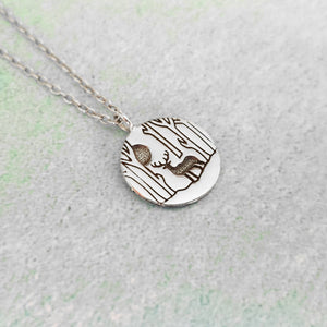 Deer In Forest Charm and Chain - Sterling Silver