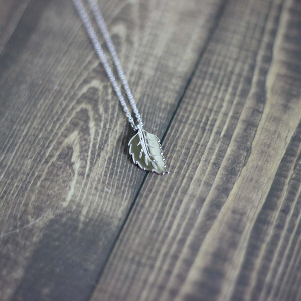 Sterling Silver Leaf Charm Pendant Necklace