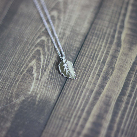 Sterling Silver Leaf Charm Pendant Necklace